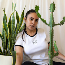Load image into Gallery viewer, Organic Cotton Ringer T-shirt | Heart Earth Embroidery