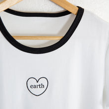 Load image into Gallery viewer, Organic Cotton Ringer T-shirt | Heart Earth Embroidery