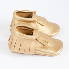 Load image into Gallery viewer, Gold Leather Moccasins