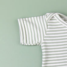 Load image into Gallery viewer, Organic cotton baby bodysuit - Sage Stripes