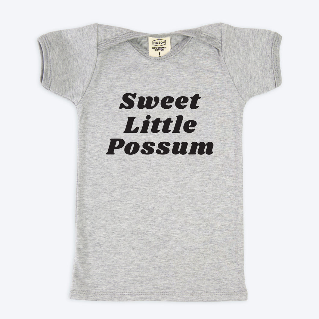 Sweet Little Possum Organic Baby T-shirt - Grey Marle