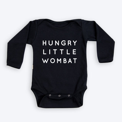 Black organic cotton baby bodysuit - Hungry womabt