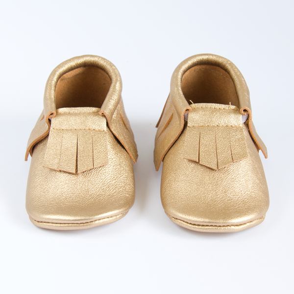 Baby Shoes - Gold Moccasins