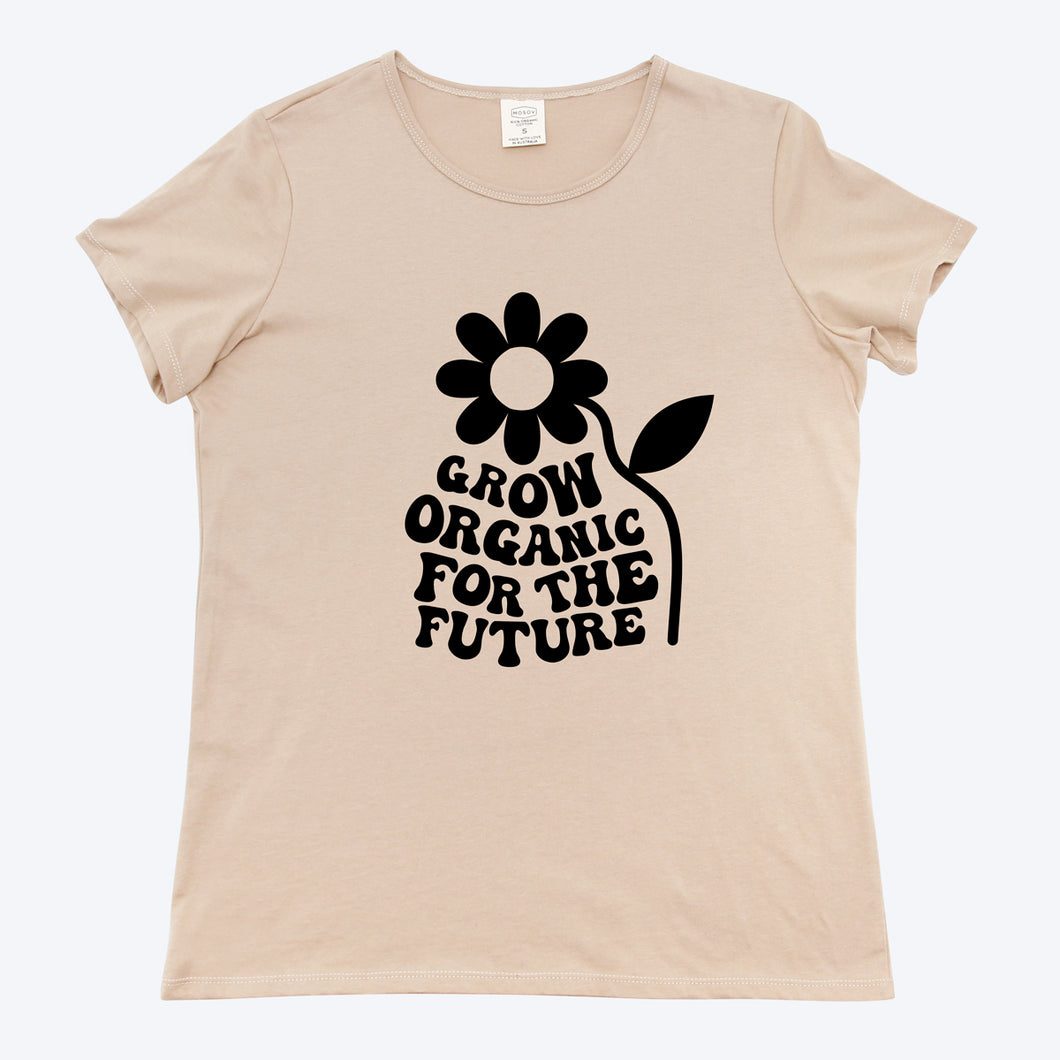 Grow organic for the future t-shirt beige
