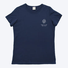 Load image into Gallery viewer, Womens Organic T-shirt Monstera Print Navy
