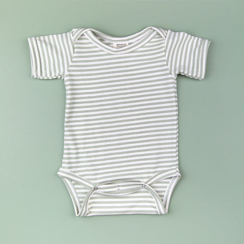 Organic cotton baby bodysuit - Sage Stripes